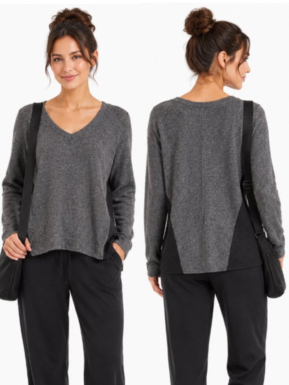 MEC Women's Grey V-Neck Knit Sweater size large
